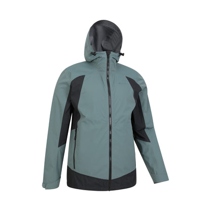 Black-Teal - Lifestyle - Mountain Warehouse Mens Valley Extreme Waterproof 2.5 Layer Waterproof Jacket