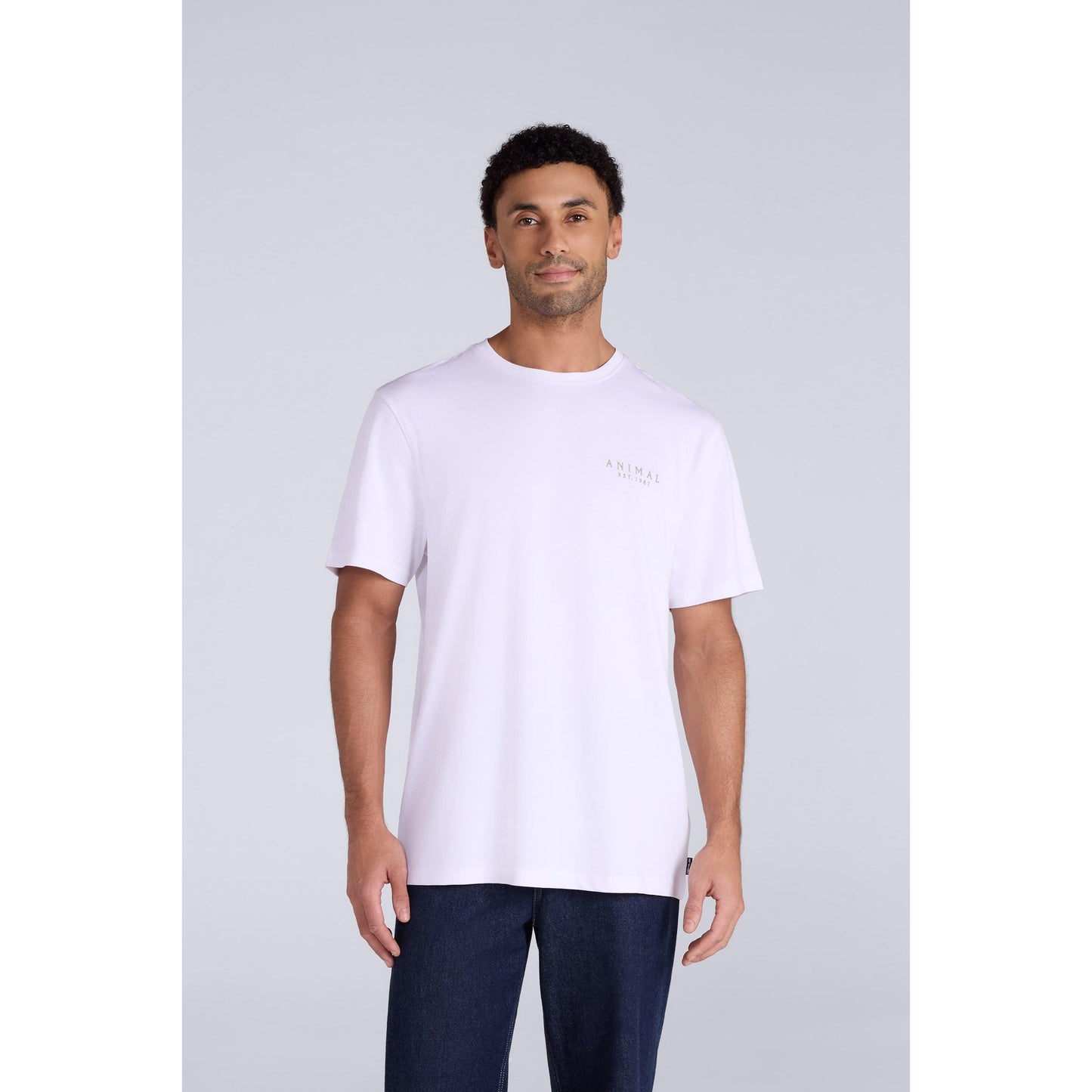 White - Front - Animal Mens Chase Organic Summer T-Shirt
