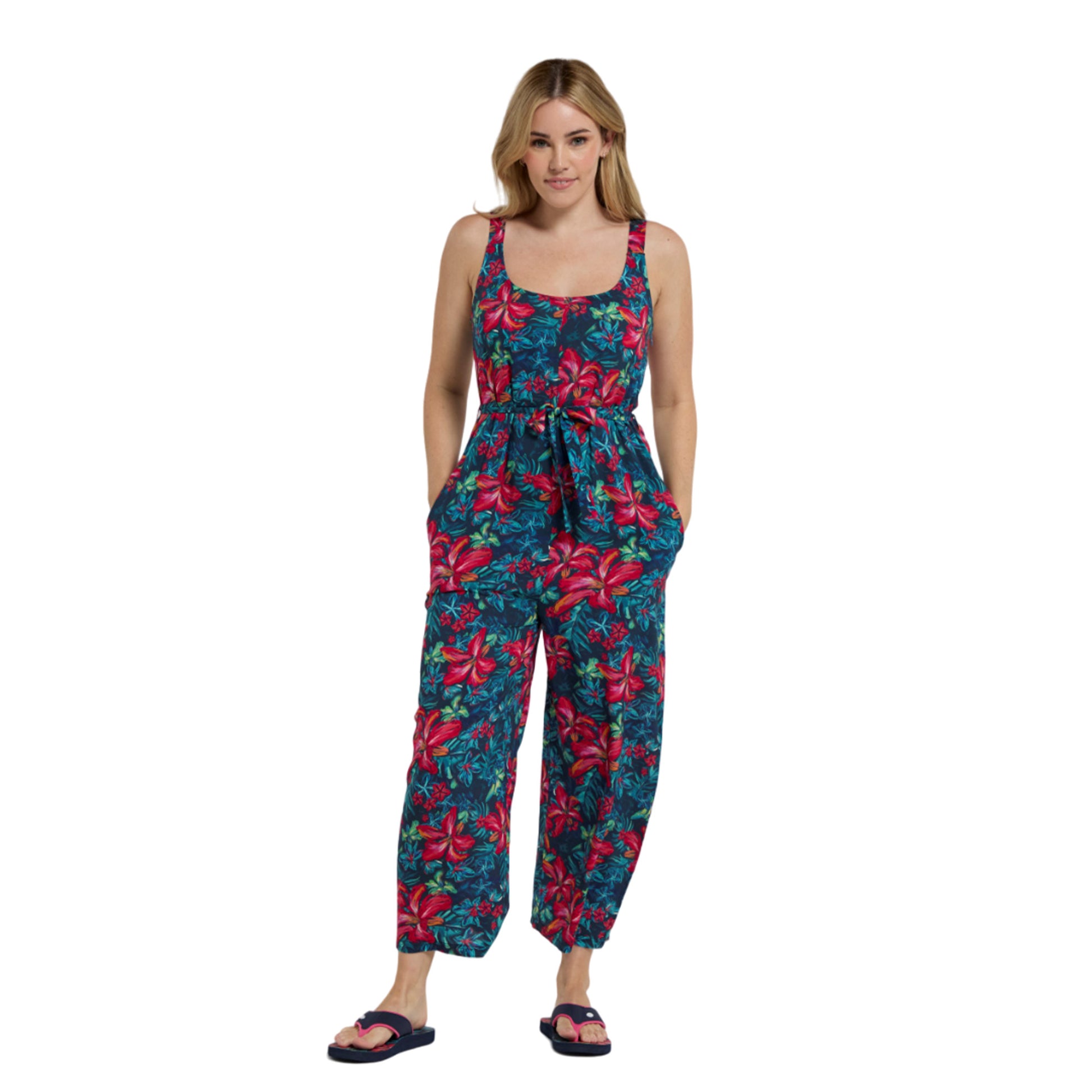 Red - Side - Animal Womens-Ladies Flora EcoVero Capri Jumpsuit