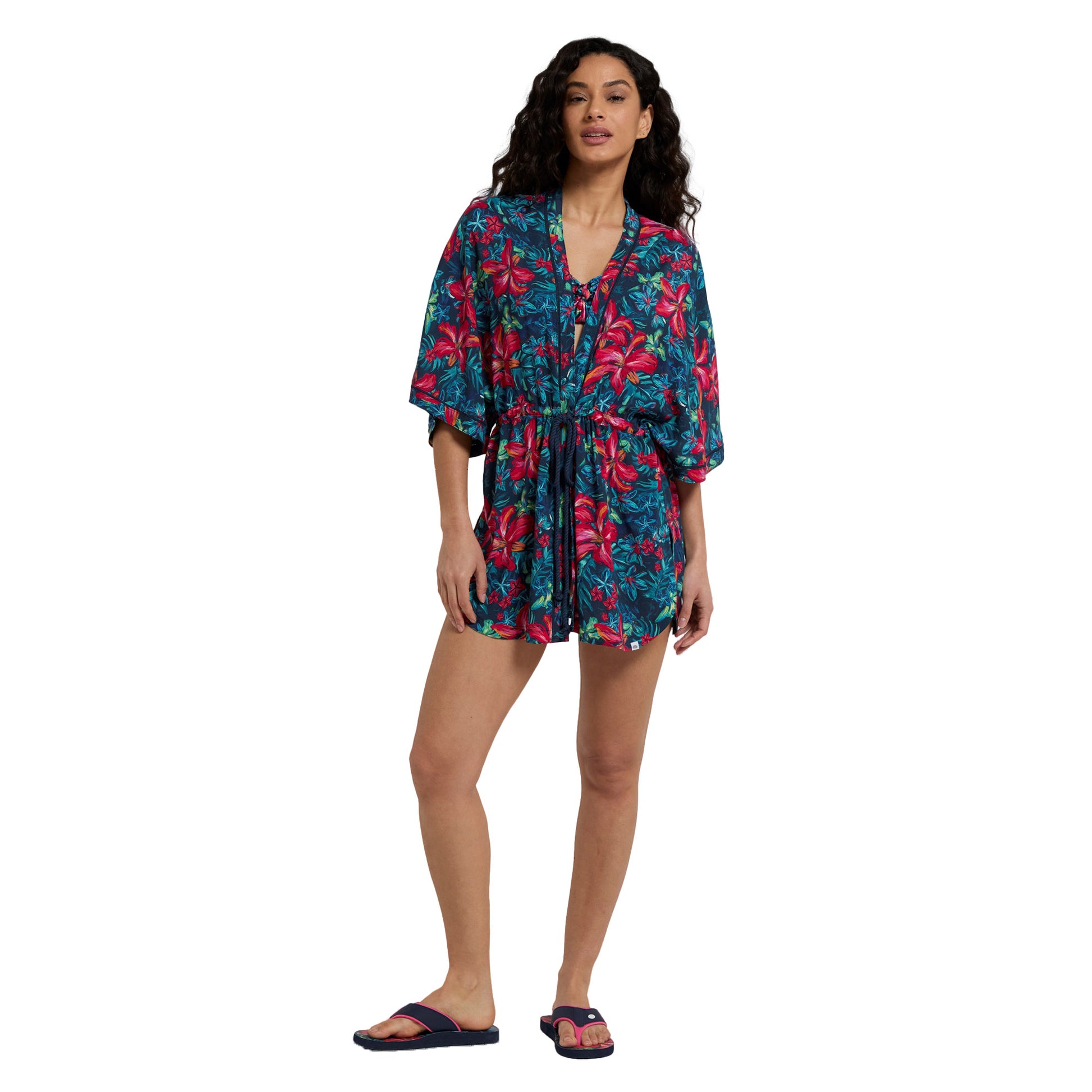 Red - Side - Animal Womens-Ladies Kym EcoVero Kimono