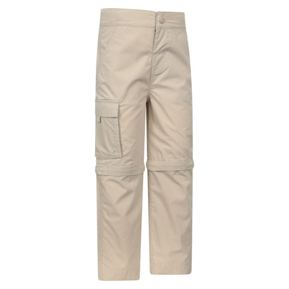 Light Beige - Side - Mountain Warehouse Childrens-Kids Zip-Off Active Trousers