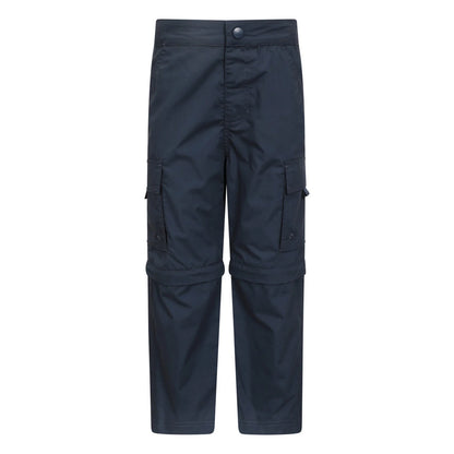 Navy - Front - Mountain Warehouse Childrens-Kids Zip-Off Active Trousers