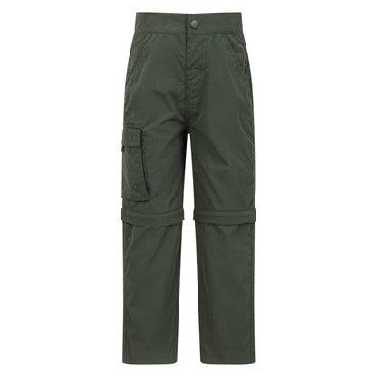 Khaki Green - Front - Mountain Warehouse Childrens-Kids Zip-Off Active Trousers