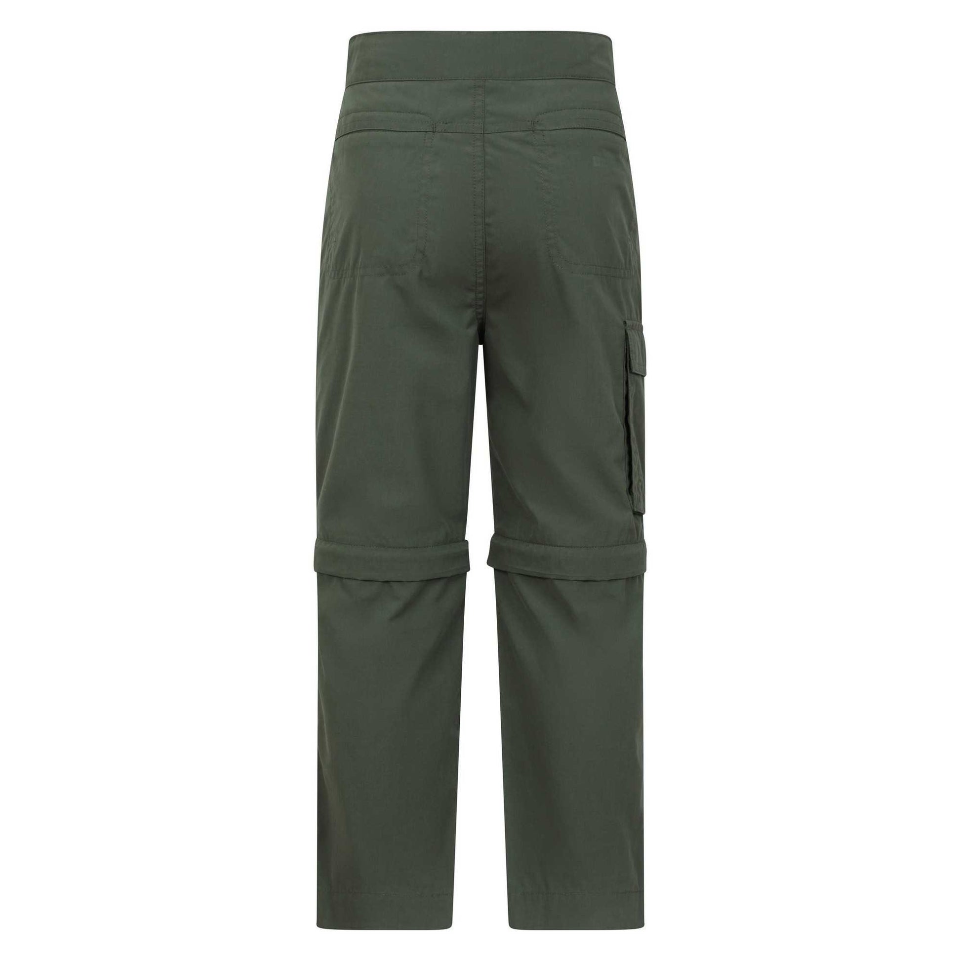 Khaki Green - Back - Mountain Warehouse Childrens-Kids Zip-Off Active Trousers