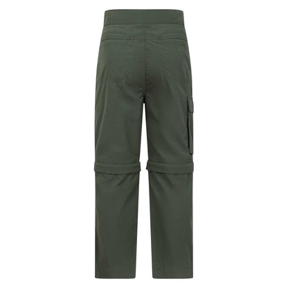 Khaki Green - Back - Mountain Warehouse Childrens-Kids Zip-Off Active Trousers