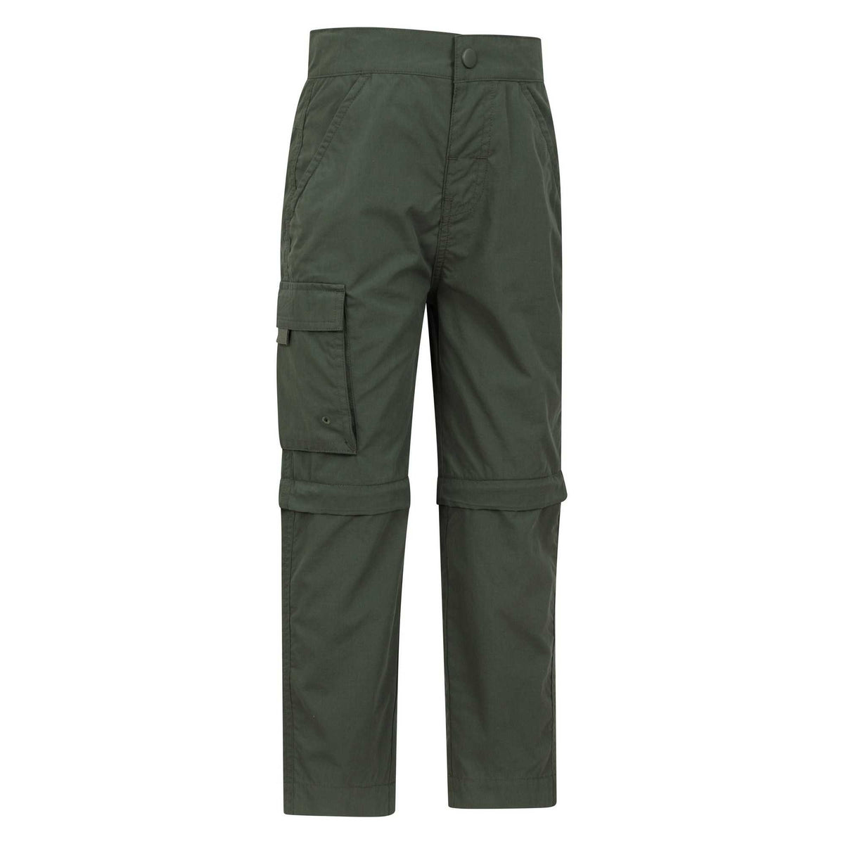 Khaki Green - Side - Mountain Warehouse Childrens-Kids Zip-Off Active Trousers