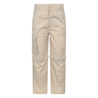 Light Beige - Front - Mountain Warehouse Childrens-Kids Zip-Off Active Trousers