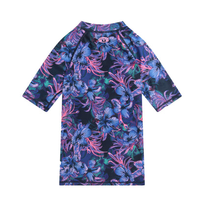 Indigo - Back - Animal Childrens-Kids Daisy Floral Recycled Rash Top