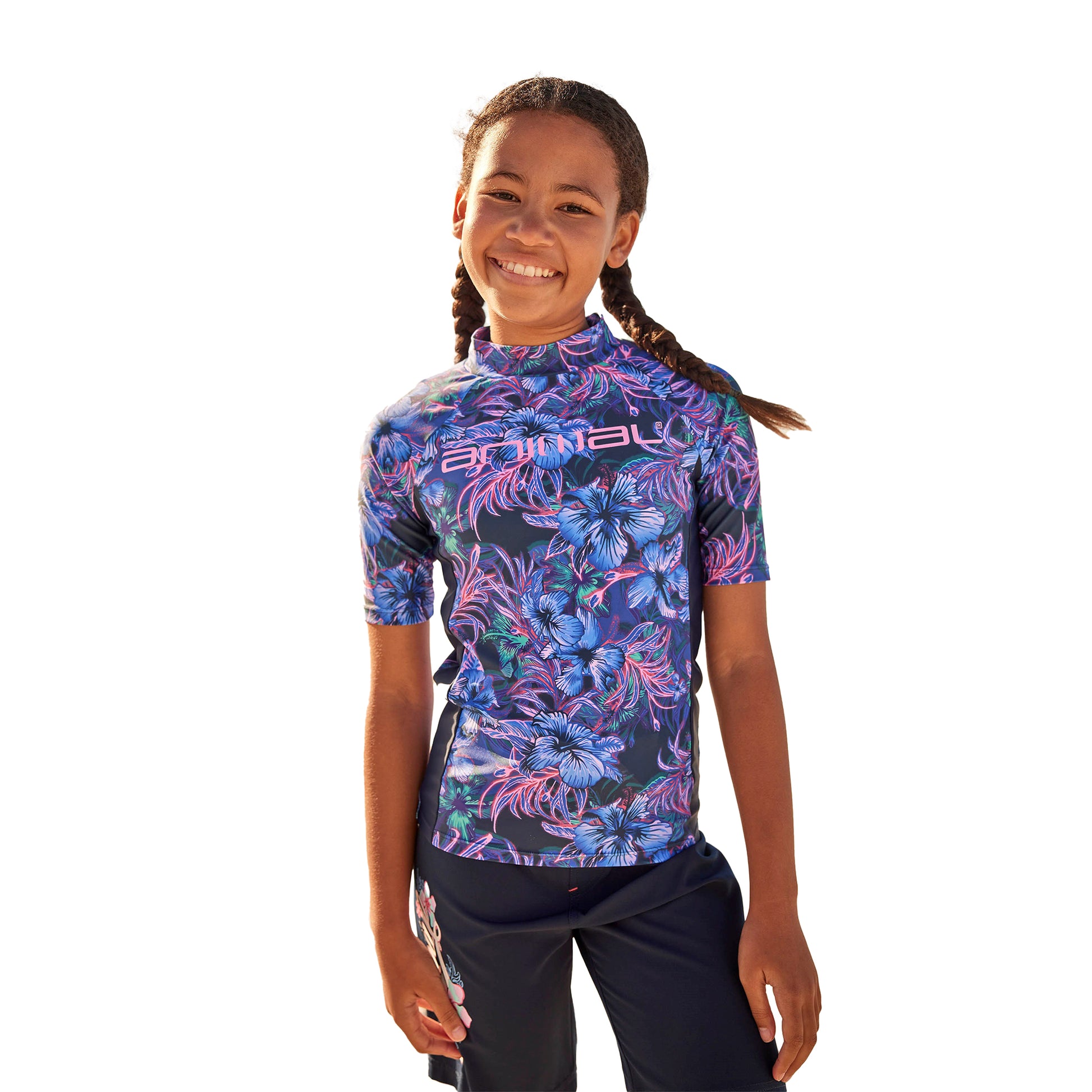 Indigo - Pack Shot - Animal Childrens-Kids Daisy Floral Recycled Rash Top