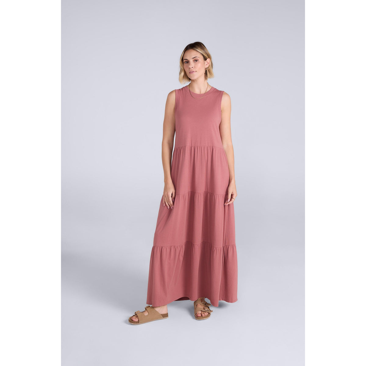 Pink - Front - Animal Womens-Ladies Jersey Maxi Dress