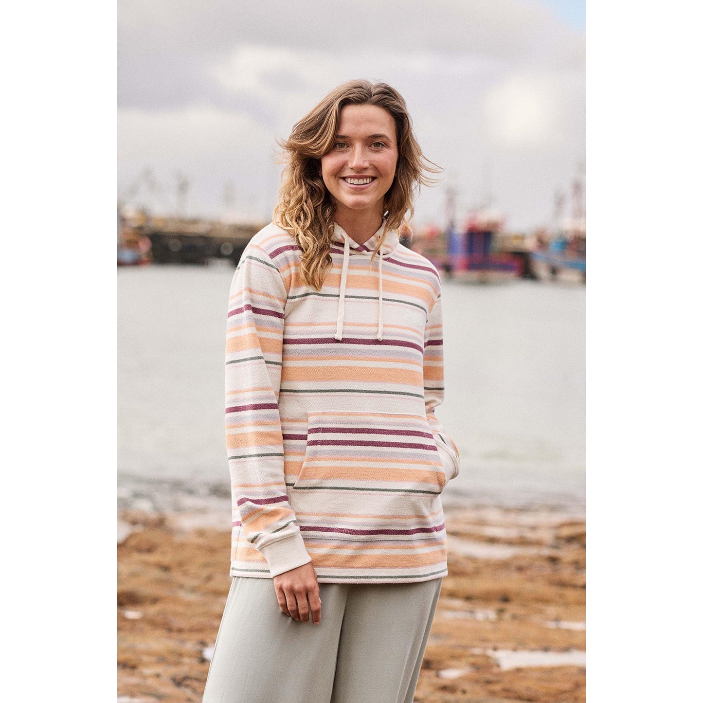 Light Pink - Front - Animal Womens-Ladies Lila Organic Beach Hoodie