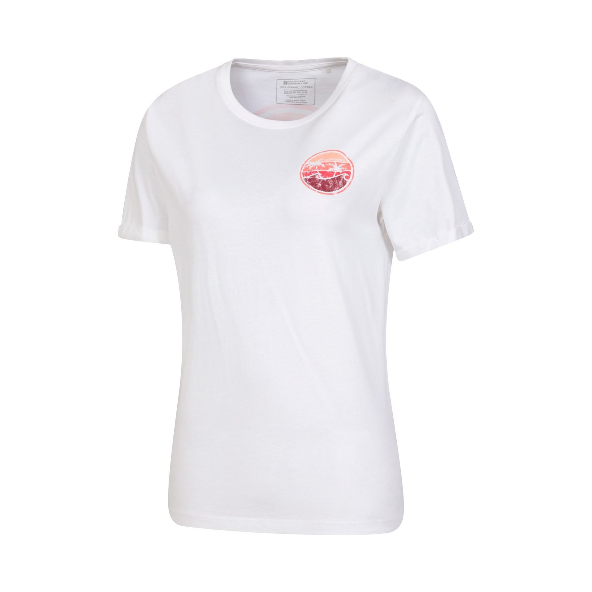 White - Side - Mountain Warehouse Womens-Ladies Palm Wave Organic Cotton Loose Fit T-Shirt