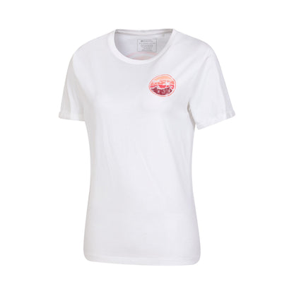 White - Side - Mountain Warehouse Womens-Ladies Palm Wave Organic Cotton Loose Fit T-Shirt