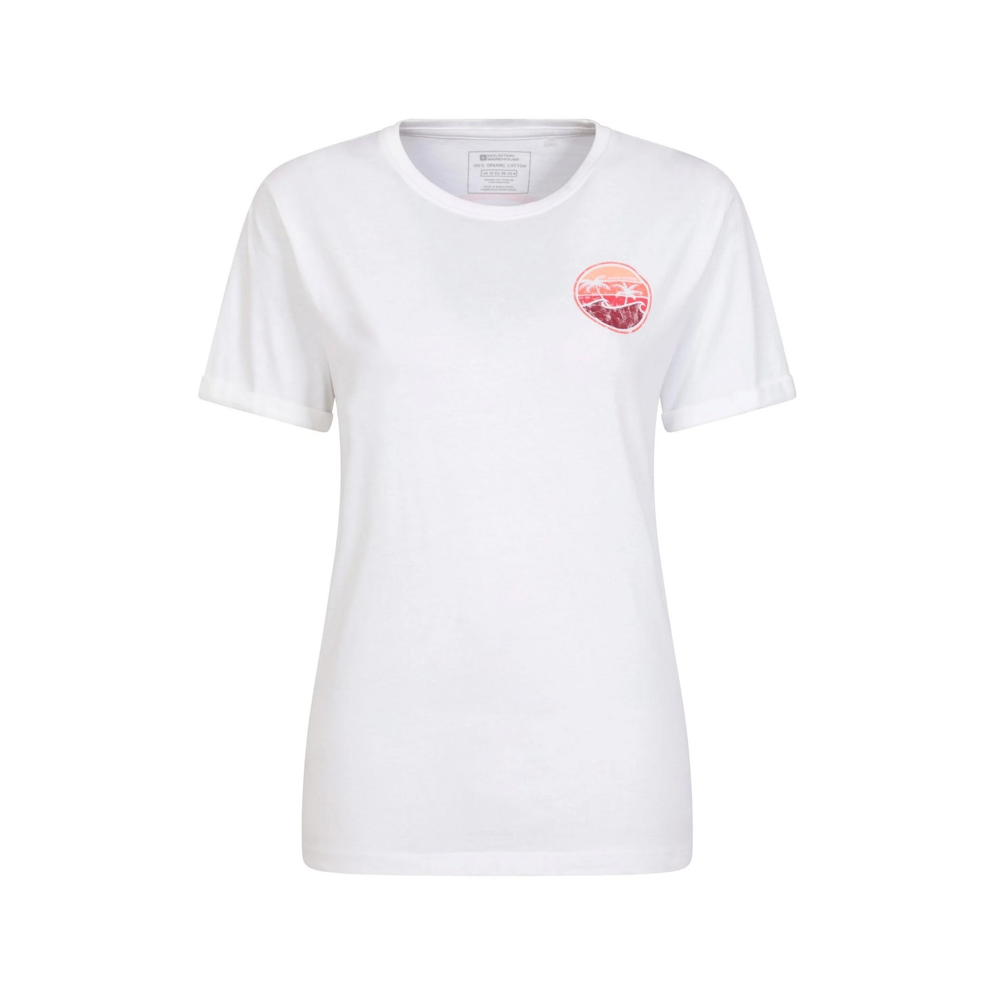 White - Front - Mountain Warehouse Womens-Ladies Palm Wave Organic Cotton Loose Fit T-Shirt