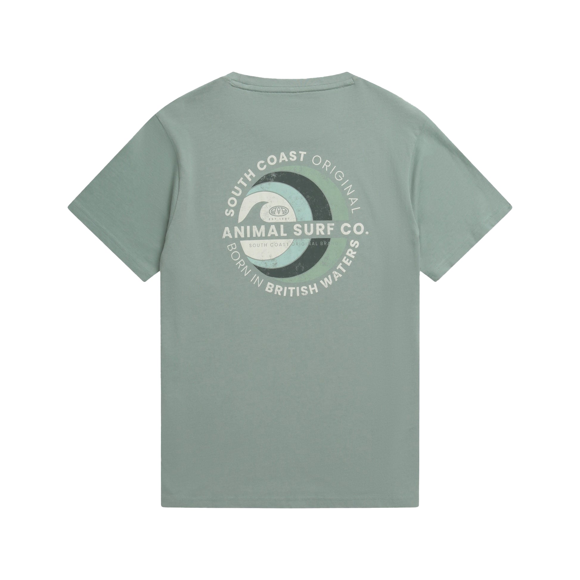 Green - Back - Animal Mens Jacob Back Print Organic T-Shirt