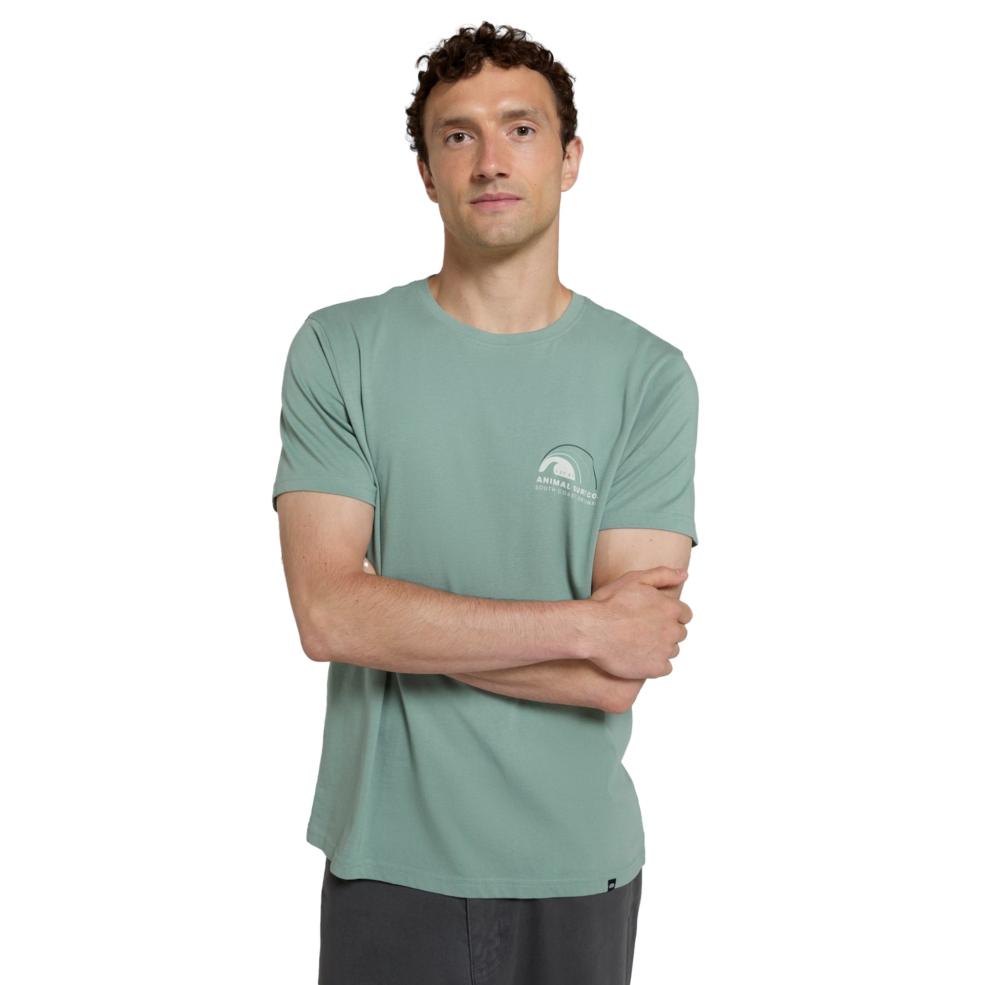 Green - Side - Animal Mens Jacob Back Print Organic T-Shirt