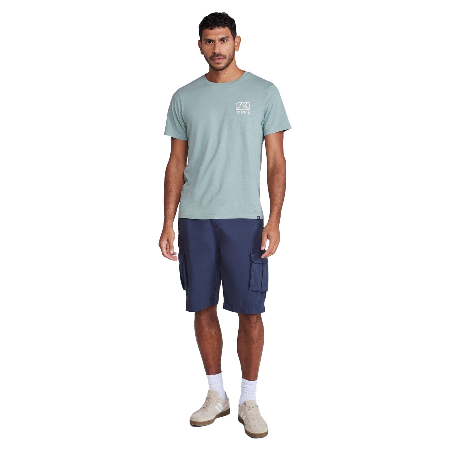 Pale Green - Side - Animal Mens Jacob Back Print Organic T-Shirt