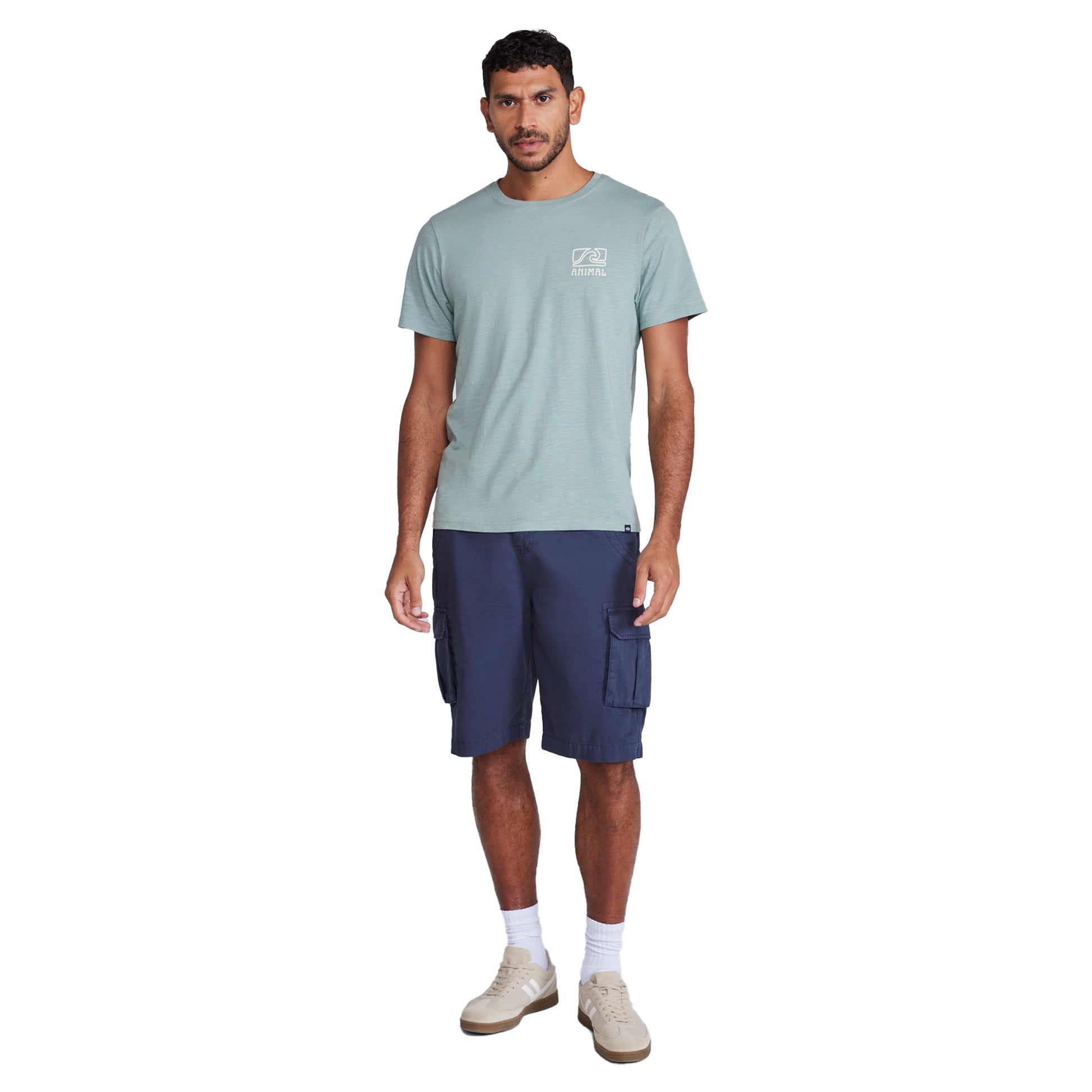 Pale Green - Side - Animal Mens Jacob Back Print Organic T-Shirt