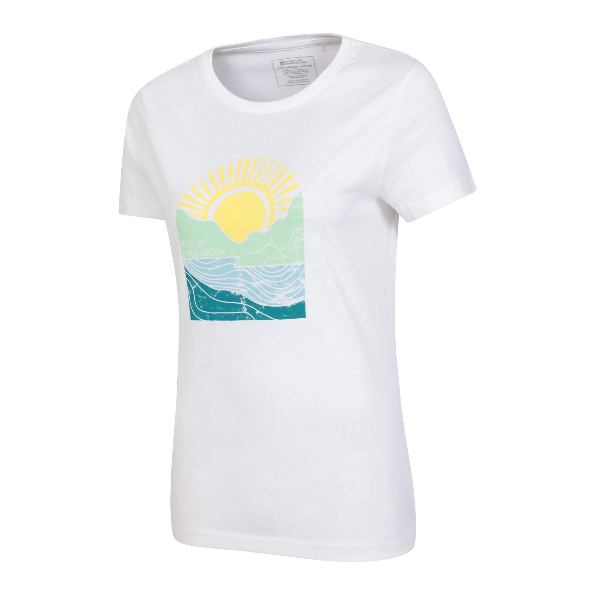 White - Side - Mountain Warehouse Womens-Ladies Never Lost Sunrise Organic T-Shirt
