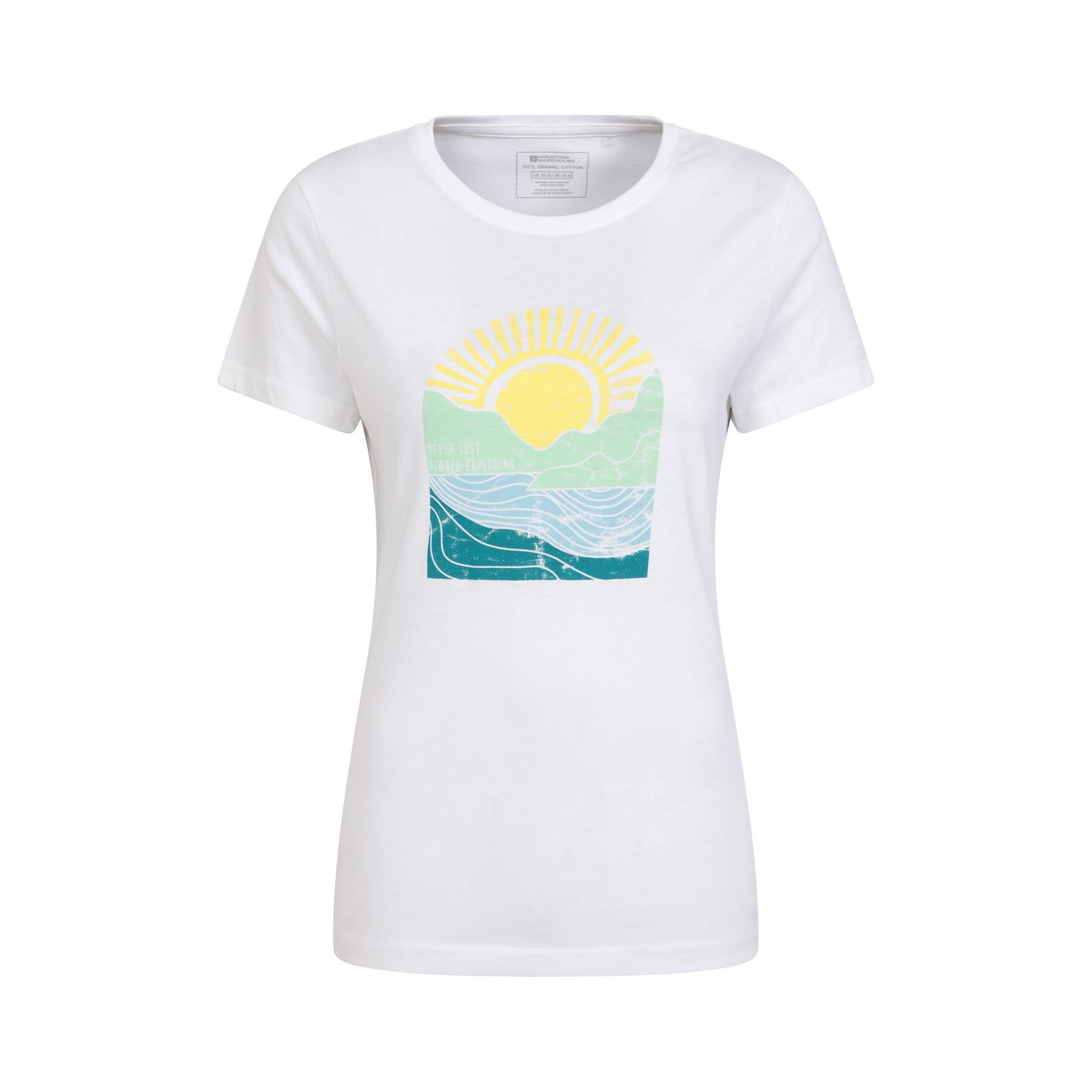 White - Front - Mountain Warehouse Womens-Ladies Never Lost Sunrise Organic T-Shirt