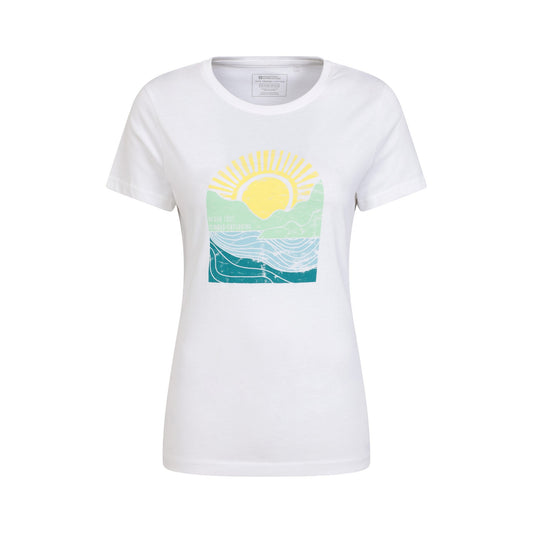 White - Front - Mountain Warehouse Womens-Ladies Never Lost Sunrise Organic T-Shirt