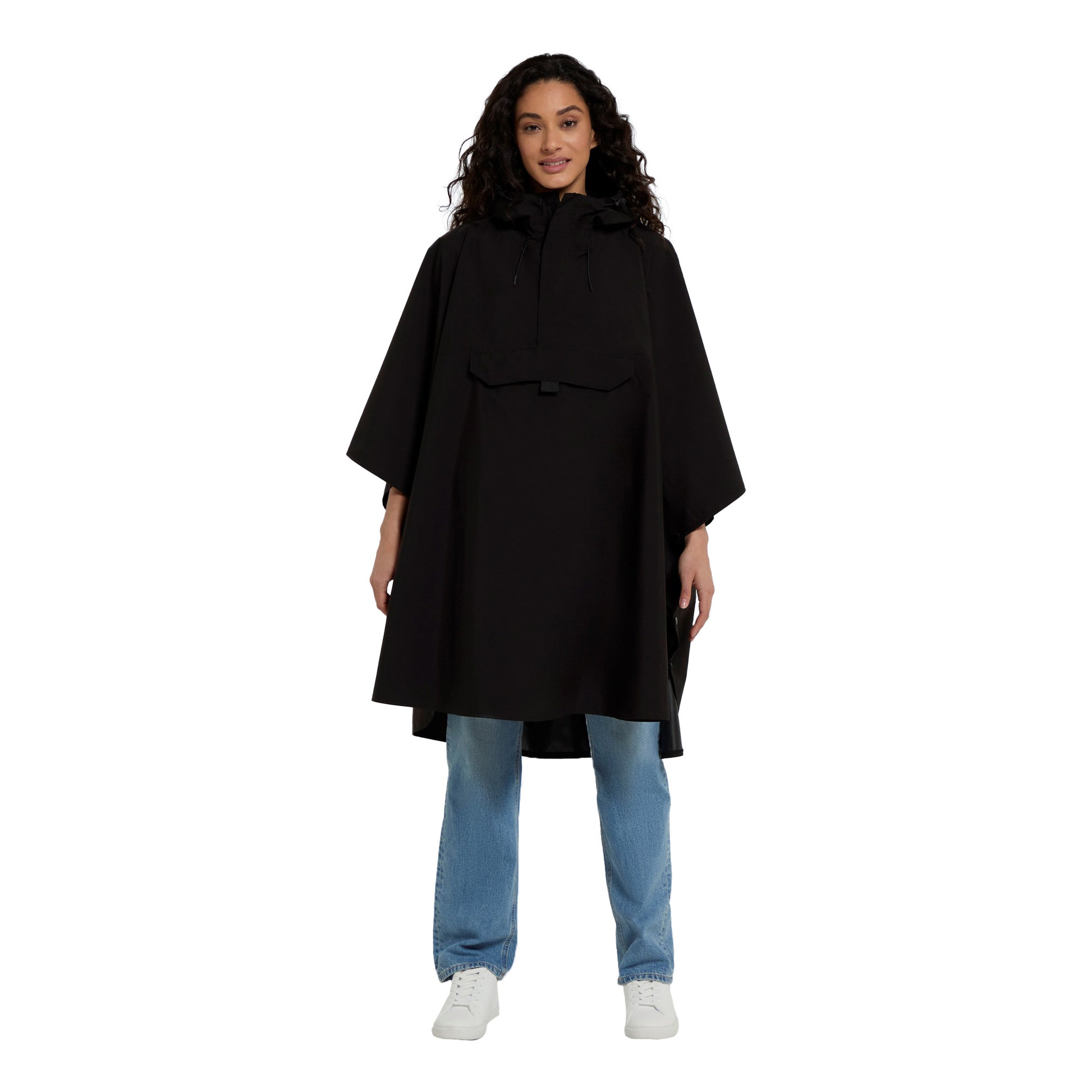 Black - Side - Animal Womens-Ladies Pace Waterproof Poncho