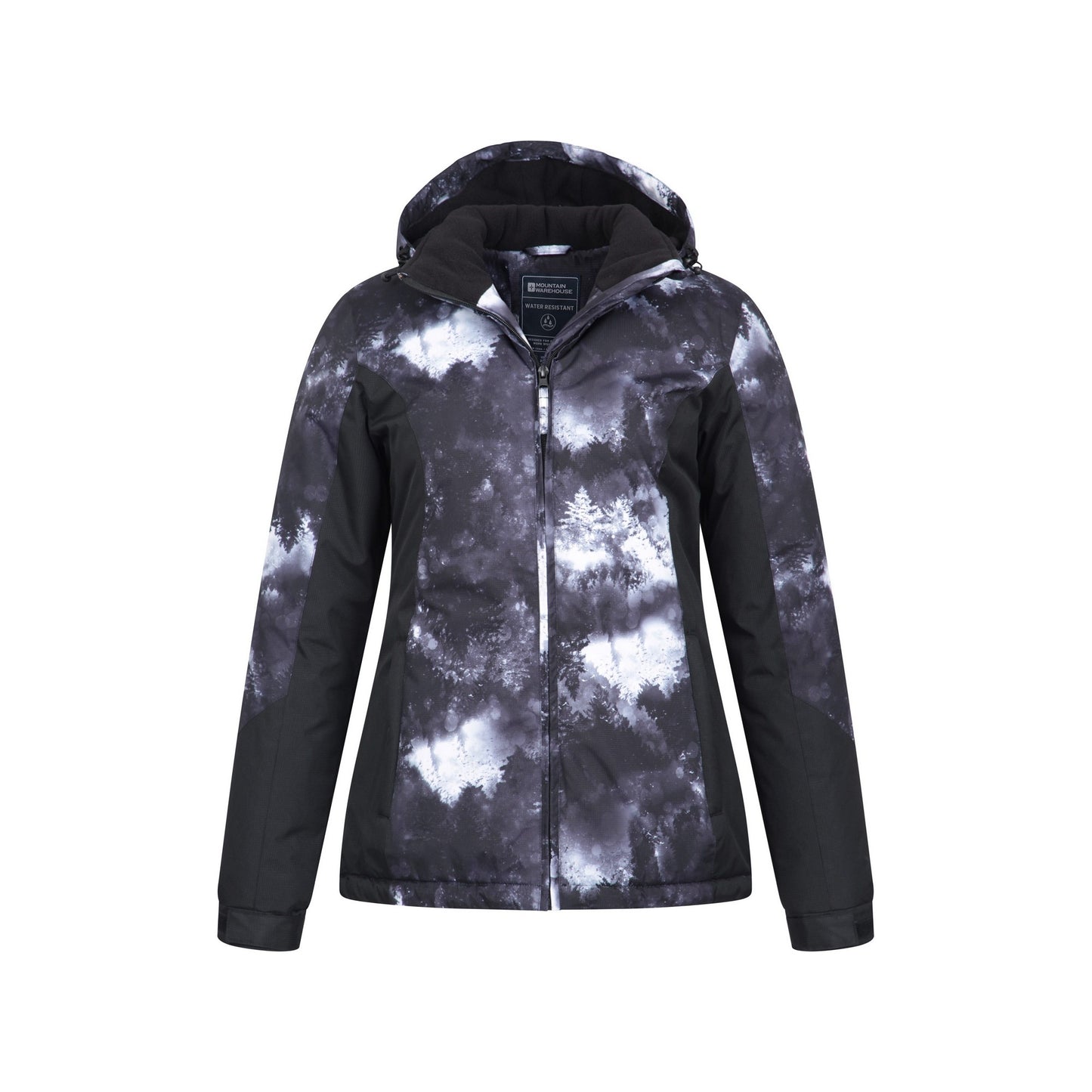Jet Black - Pack Shot - Mountain Warehouse Womens-Ladies Dawn Printed Ski Jacket