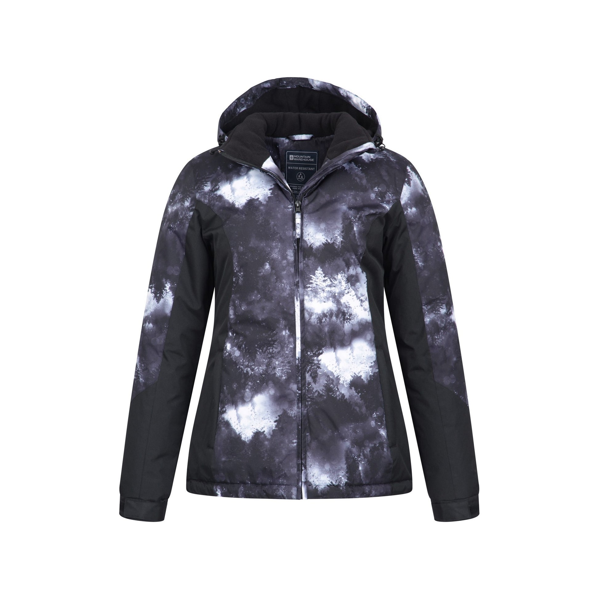 Jet Black - Pack Shot - Mountain Warehouse Womens-Ladies Dawn Printed Ski Jacket