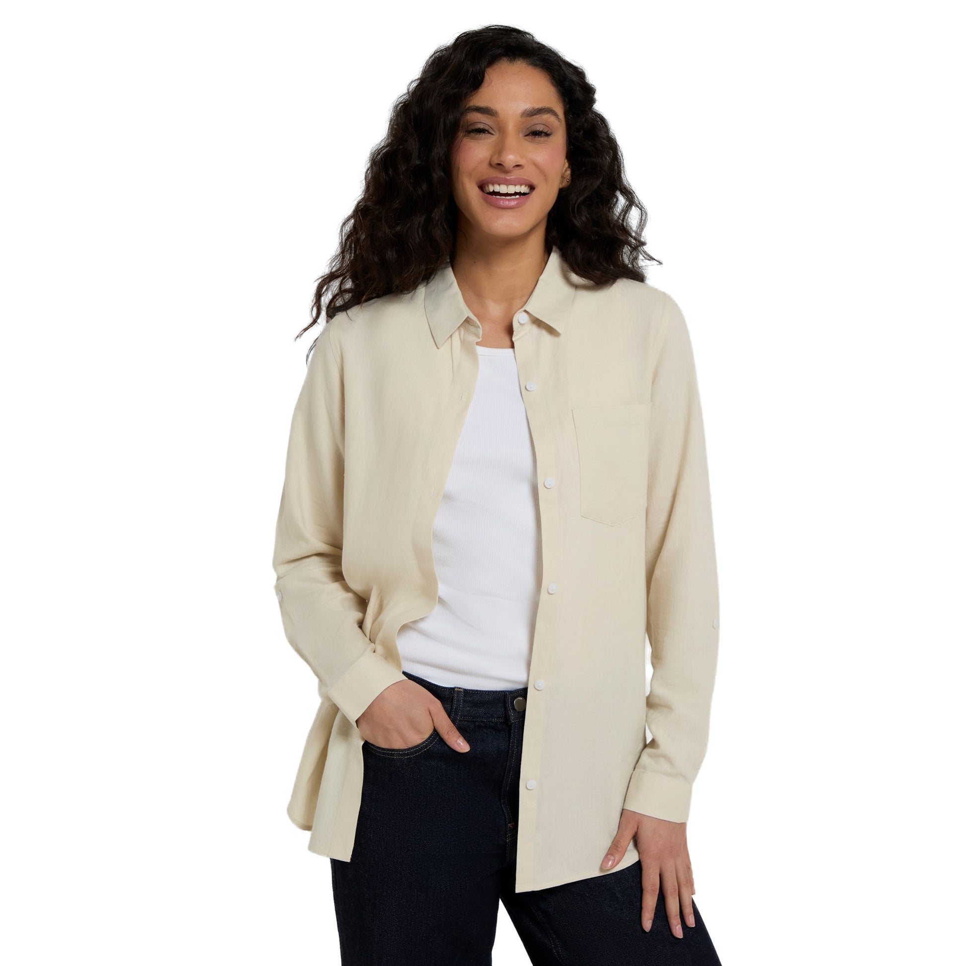 Off White - Front - Animal Womens-Ladies Seya Organic Beach Shirt