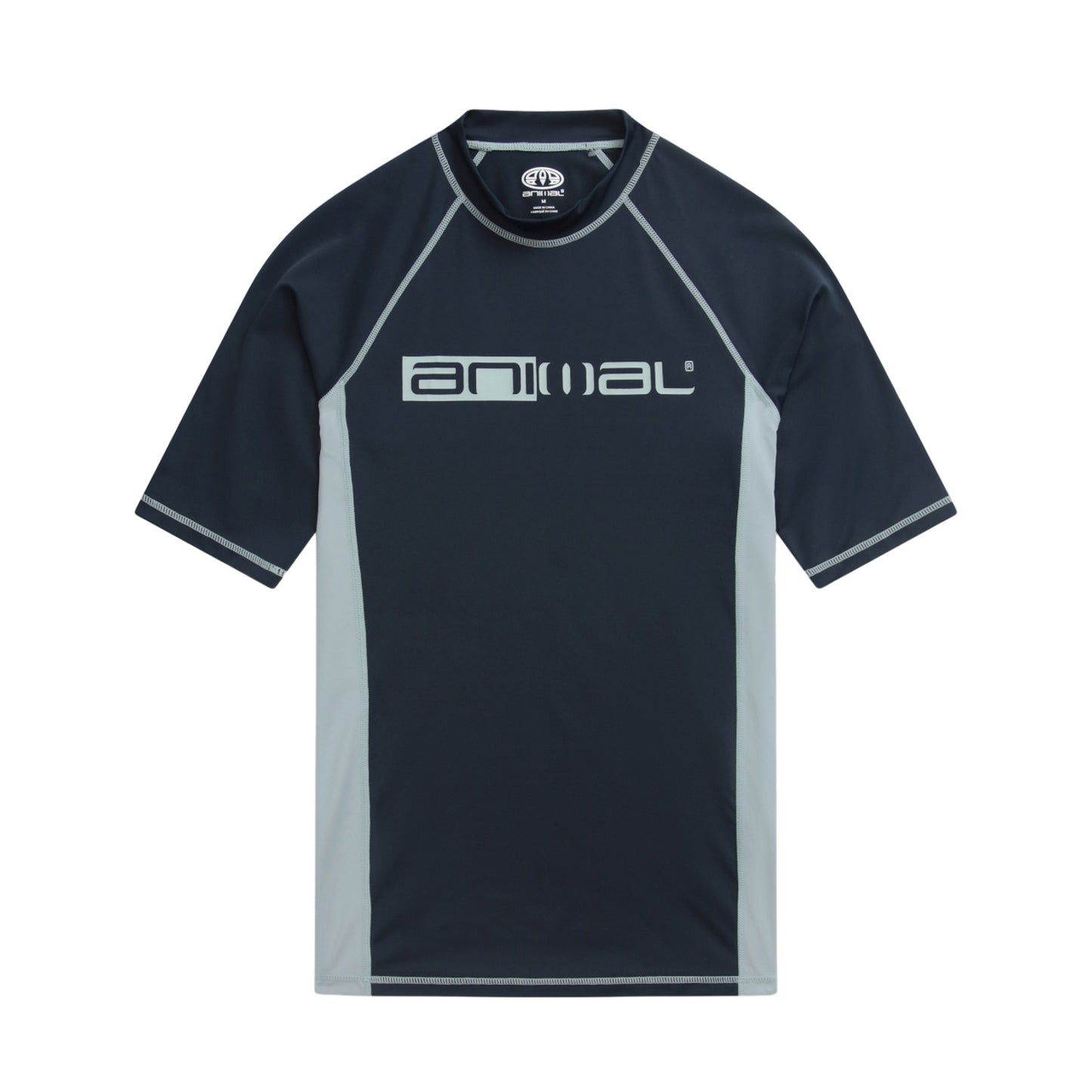 Navy - Front - Animal Mens Kai Graphic Print Recycled Rash Guard
