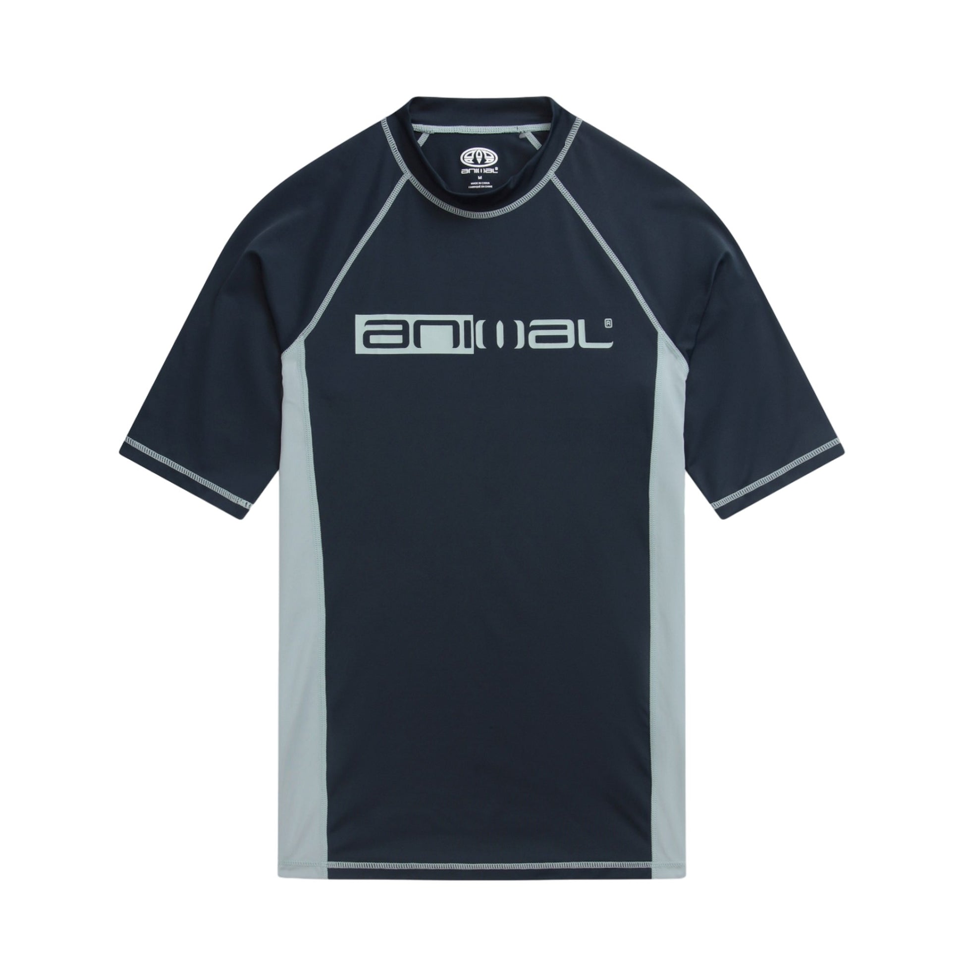 Navy - Front - Animal Mens Kai Graphic Print Recycled Rash Guard
