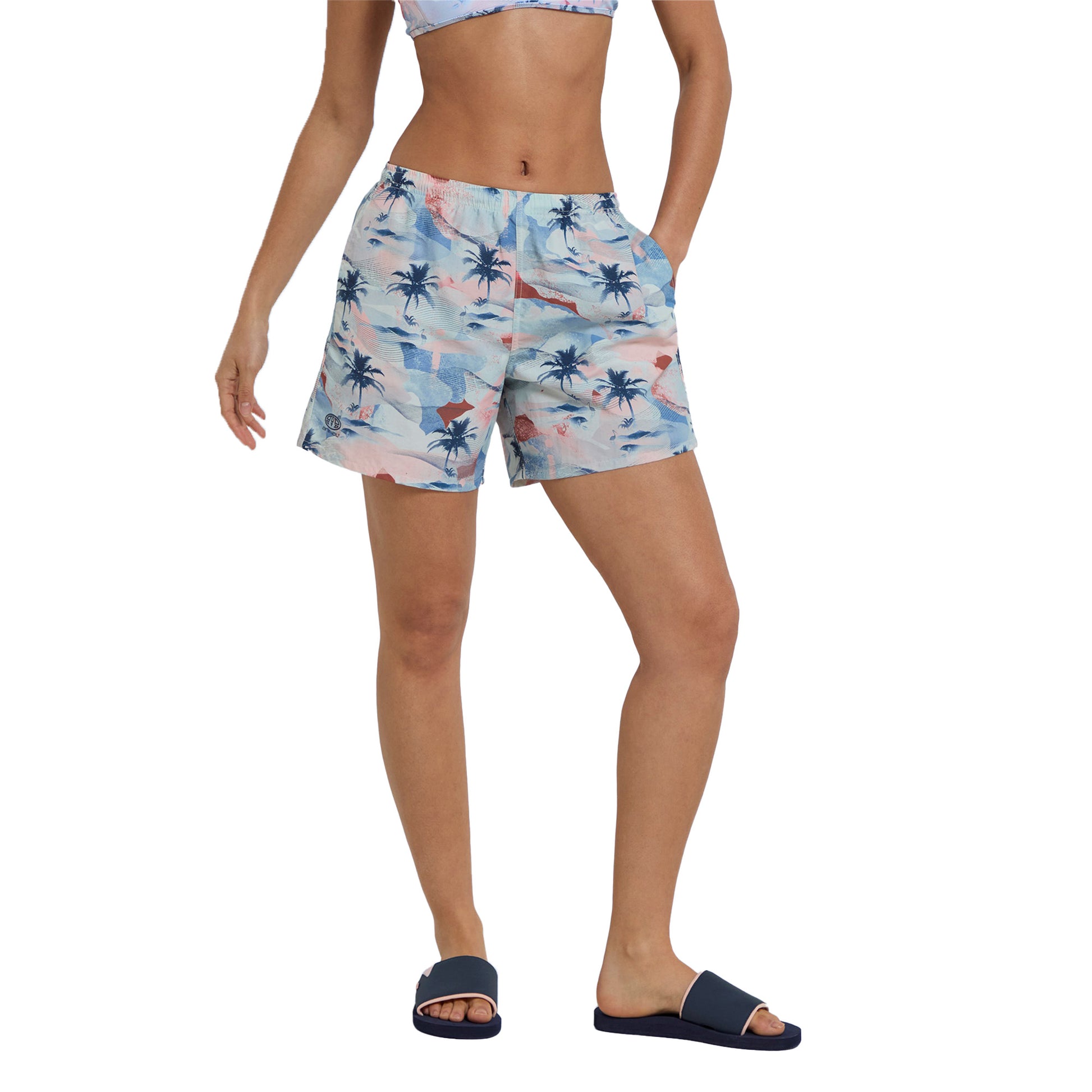 Pale Blue - Side - Animal Womens-Ladies Reeva Recycled Swim Shorts