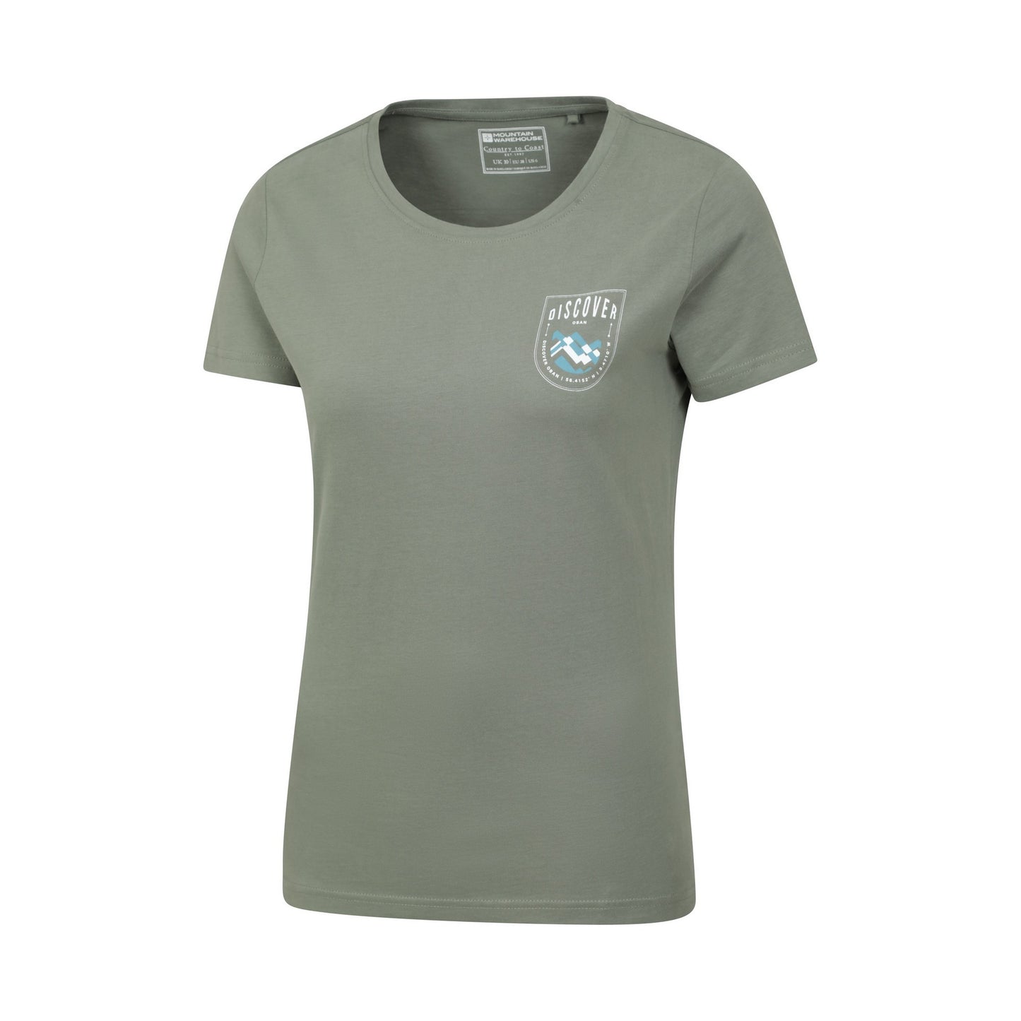 Khaki Green - Side - Mountain Warehouse Womens-Ladies Discover Oban Cotton T-Shirt