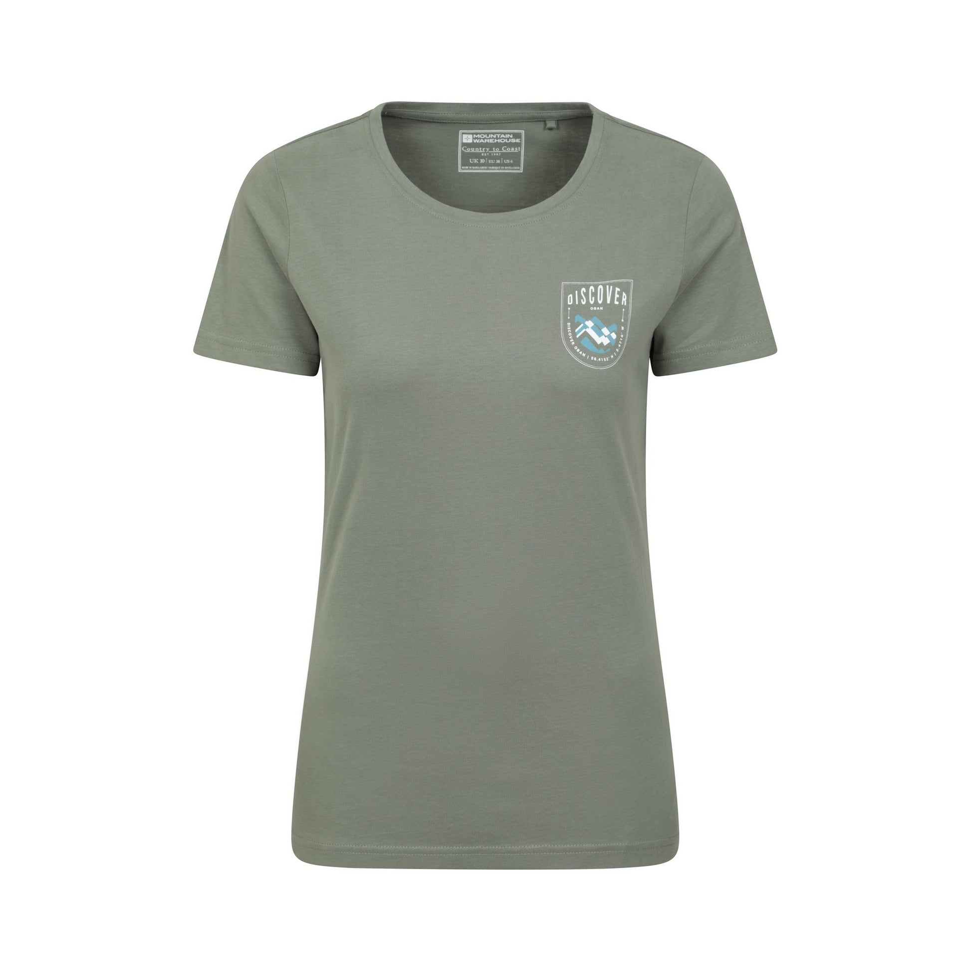 Khaki Green - Front - Mountain Warehouse Womens-Ladies Discover Oban Cotton T-Shirt