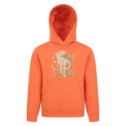 Orange - Front - Mountain Warehouse Childrens-Kids Dinosaurs Organic Glow In The Dark Hoodie