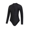 Jet Black - Side - Mountain Warehouse Womens-Ladies Surfer Long-Sleeved One Piece Swimsuit