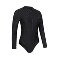 Jet Black - Lifestyle - Mountain Warehouse Womens-Ladies Surfer Long-Sleeved One Piece Swimsuit