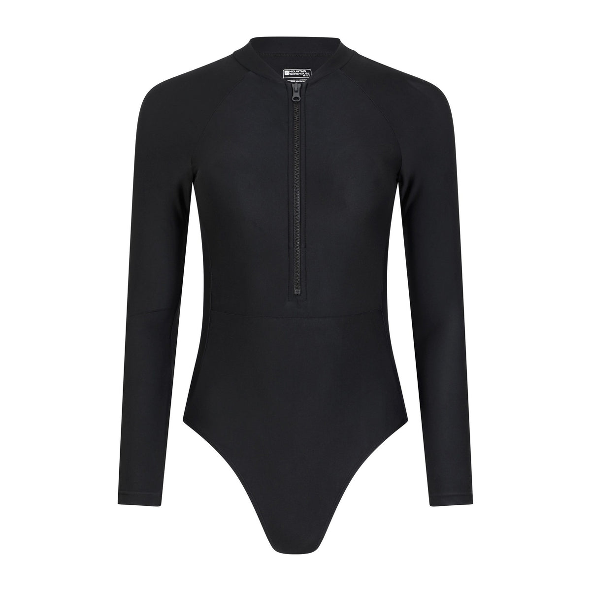 Jet Black - Front - Mountain Warehouse Womens-Ladies Surfer Long-Sleeved One Piece Swimsuit
