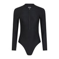 Jet Black - Front - Mountain Warehouse Womens-Ladies Surfer Long-Sleeved One Piece Swimsuit
