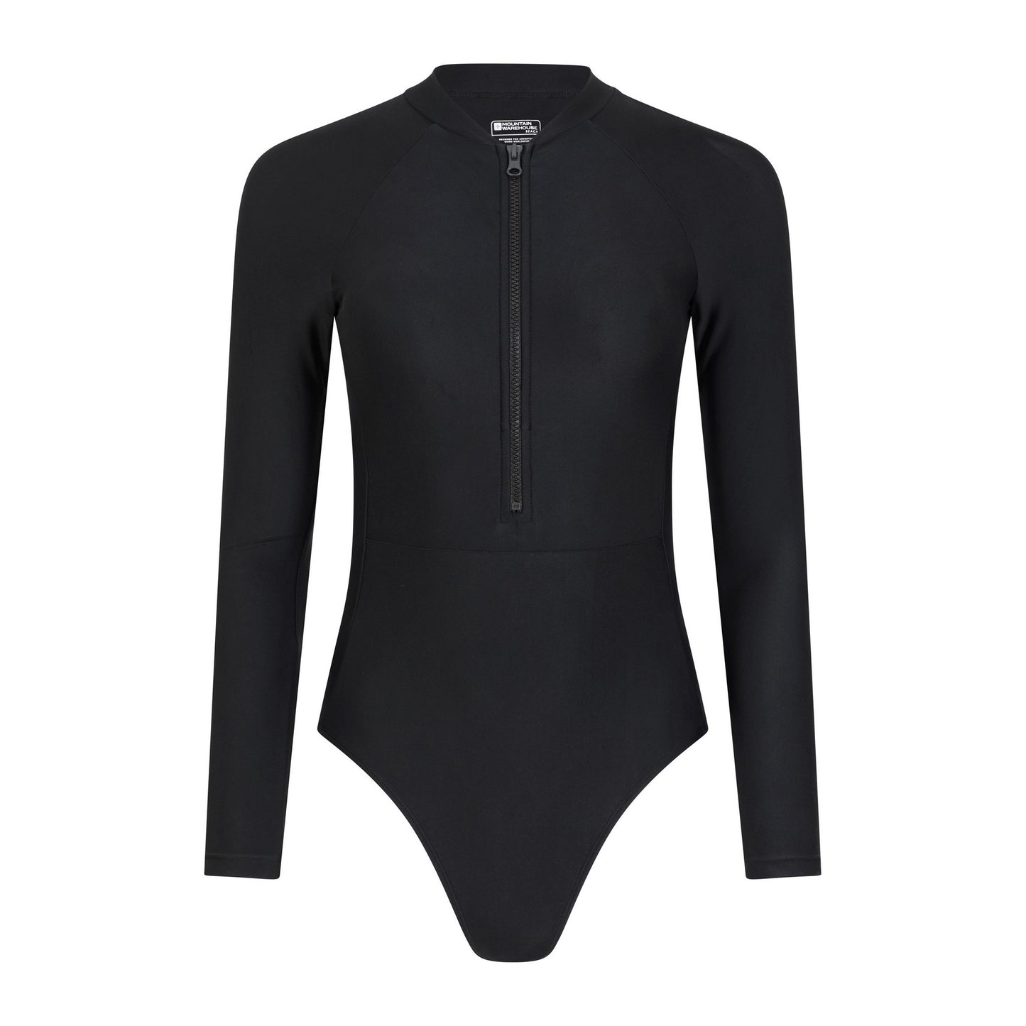 Jet Black - Front - Mountain Warehouse Womens-Ladies Surfer Long-Sleeved One Piece Swimsuit