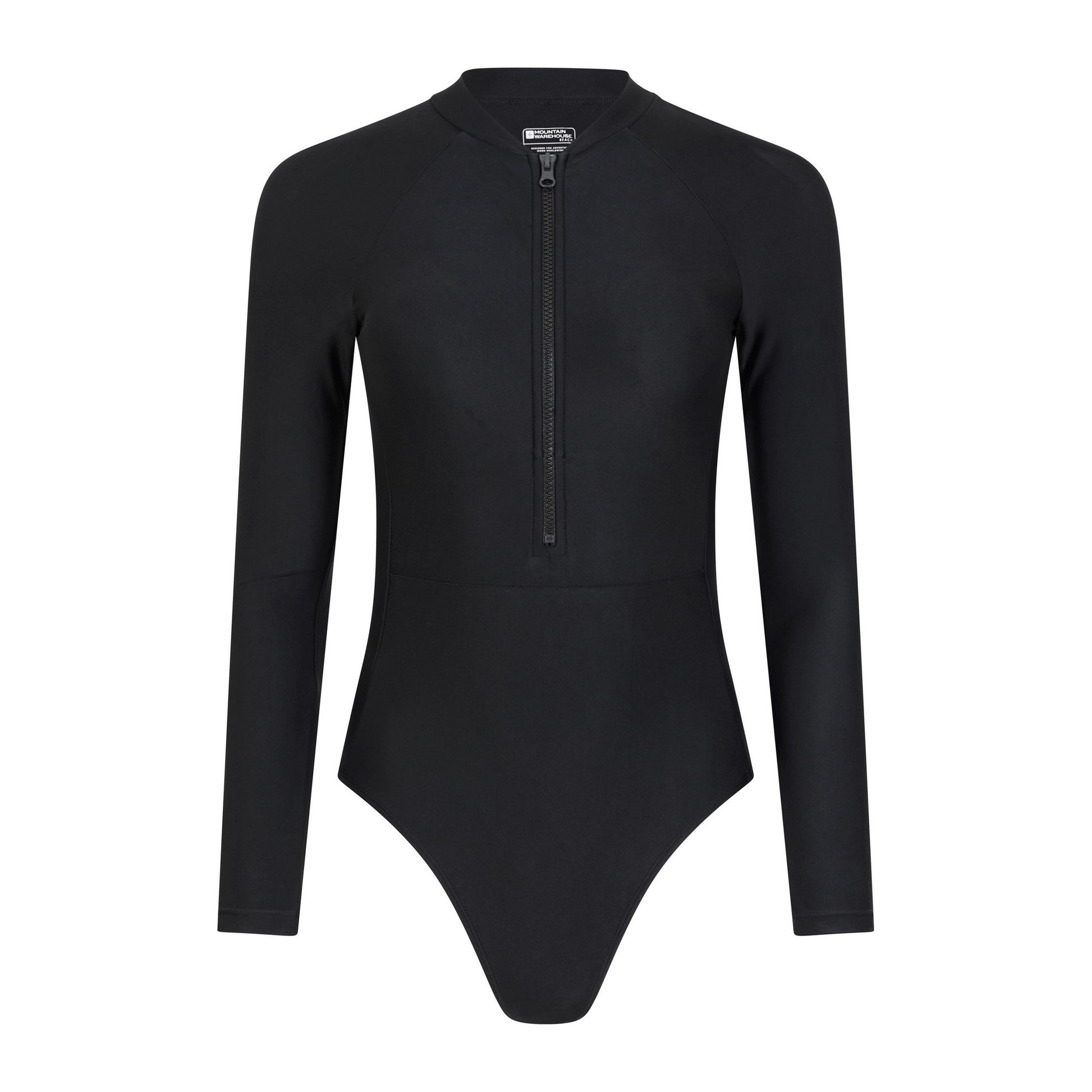 Jet Black - Front - Mountain Warehouse Womens-Ladies Surfer Long-Sleeved One Piece Swimsuit