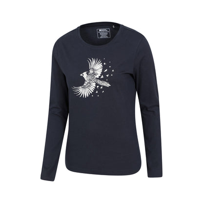 Navy - Side - Mountain Warehouse Womens-Ladies Cardinal Organic Long-Sleeved T-Shirt