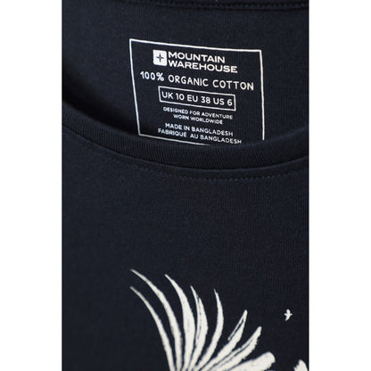 Navy - Pack Shot - Mountain Warehouse Womens-Ladies Cardinal Organic Long-Sleeved T-Shirt