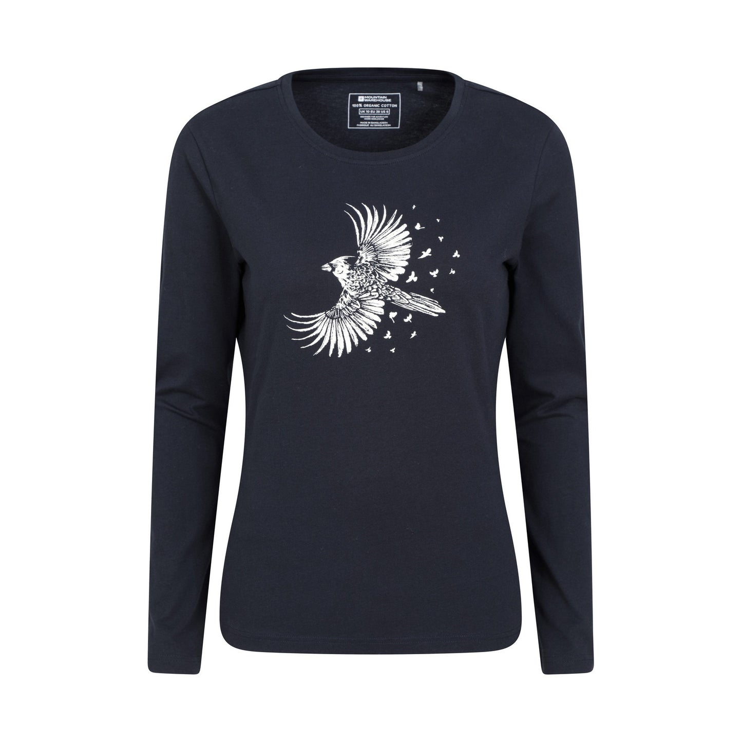Navy - Front - Mountain Warehouse Womens-Ladies Cardinal Organic Long-Sleeved T-Shirt
