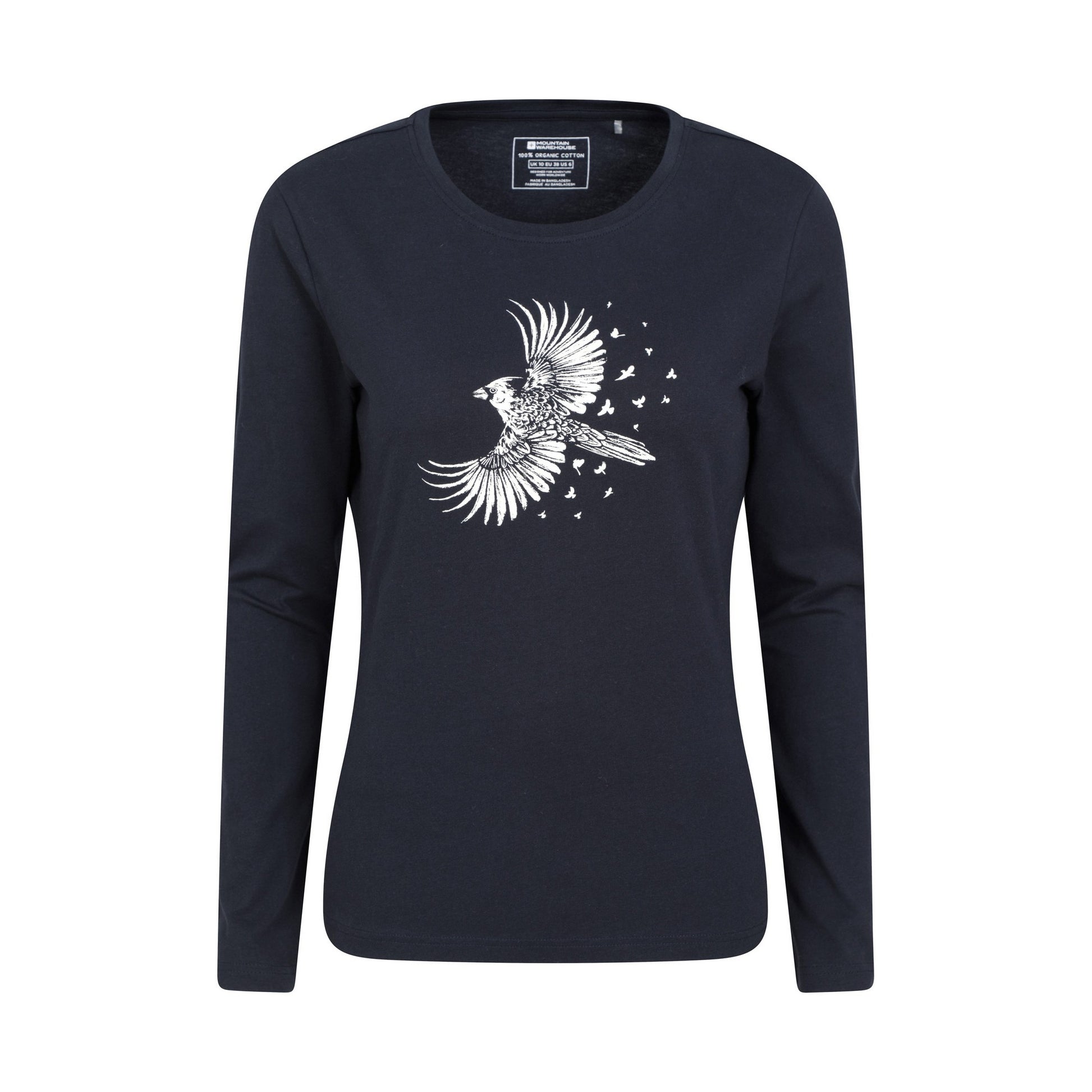 Navy - Front - Mountain Warehouse Womens-Ladies Cardinal Organic Long-Sleeved T-Shirt
