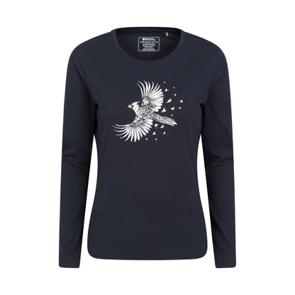 Navy - Front - Mountain Warehouse Womens-Ladies Cardinal Organic Long-Sleeved T-Shirt