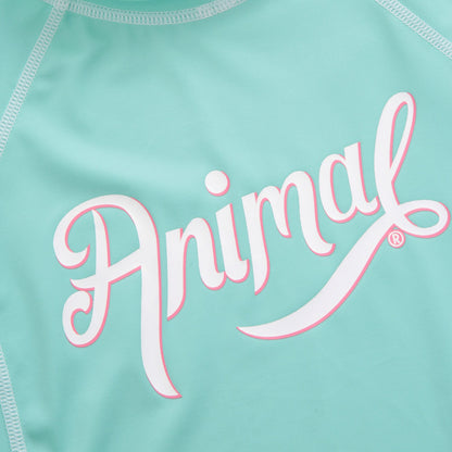 Turquoise - Side - Animal Childrens-Kids Daisy Logo Recycled Rash Guard