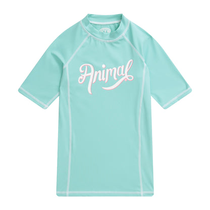 Turquoise - Front - Animal Childrens-Kids Daisy Logo Recycled Rash Guard
