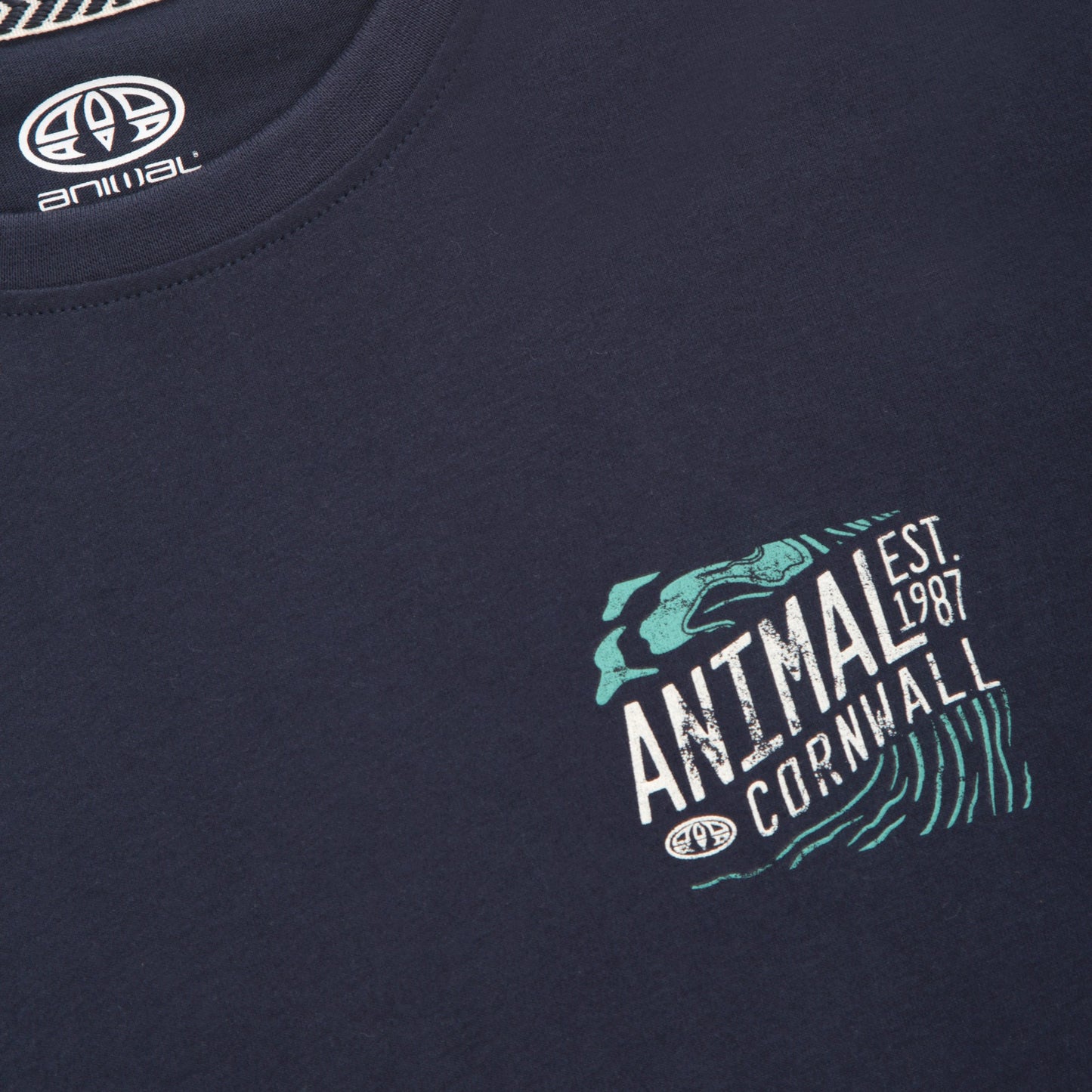 Navy - Side - Animal Mens Jacob Organic T-Shirt