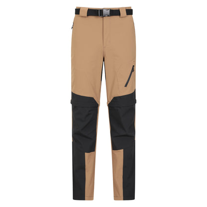 Tan - Front - Mountain Warehouse Mens Forest Zip-Off Hiking Trousers